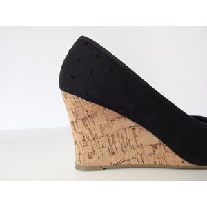 Restricted Shoes - Black Polka Dot, Peep-Toe Cork Heel Size 7.5 Restricted Shoes - Black Polka Dot, Peep-Toe Cork Heel Size 7.5